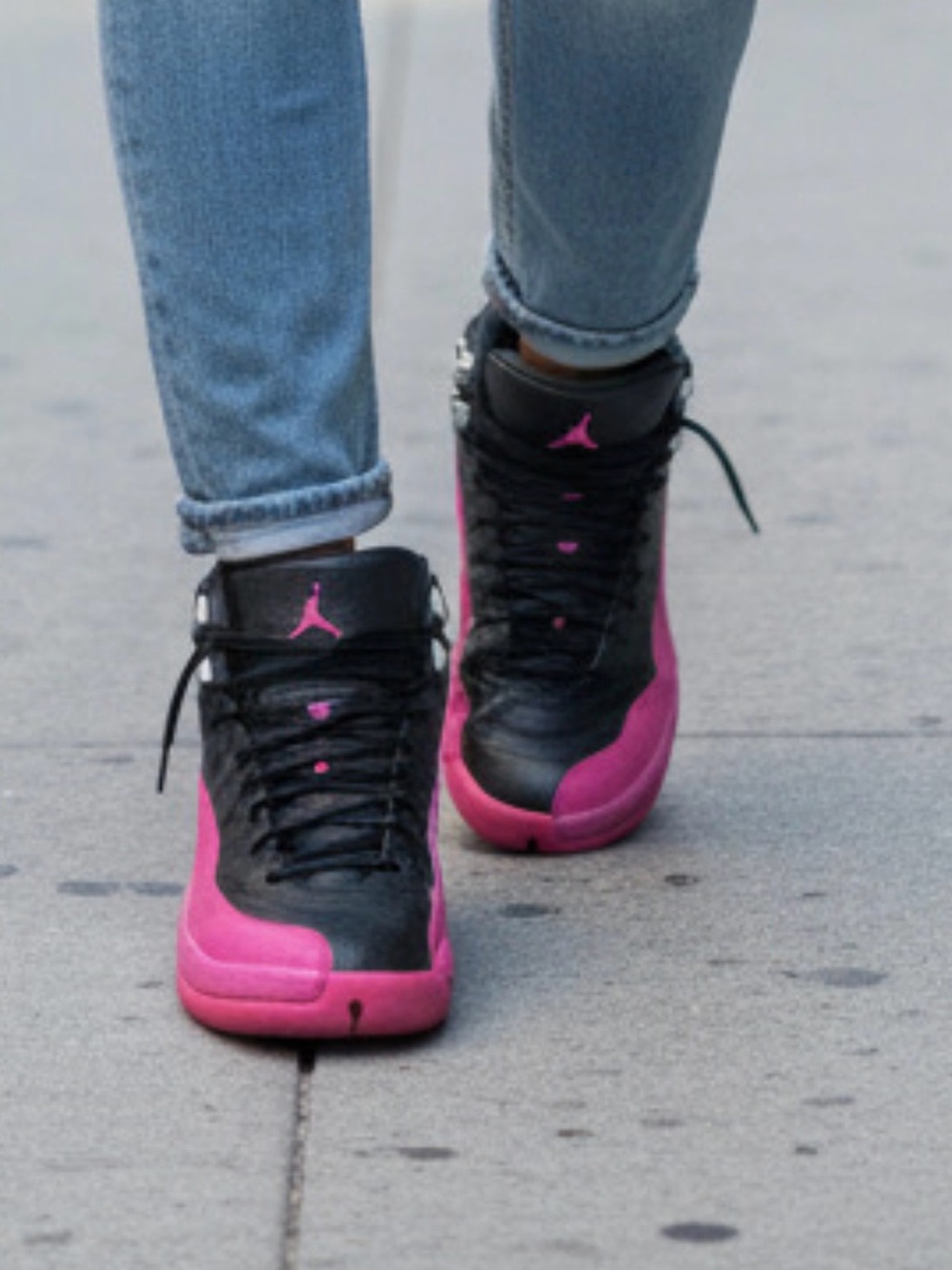 Jordan High-Top Sneakers in Black and Hot Pink size 4y